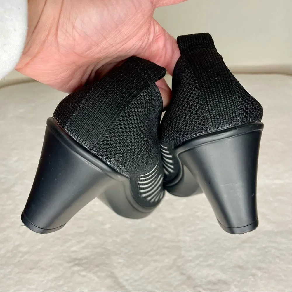 Bernie Mev Peep Toe Heels Stripe Open Toe Shoes Black Gray Size 38